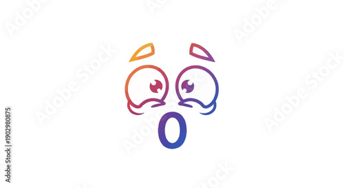 Vibrant Gradient Cartoon Face Expressing Shock and Wonder with Wide Eyes and Open Mouth