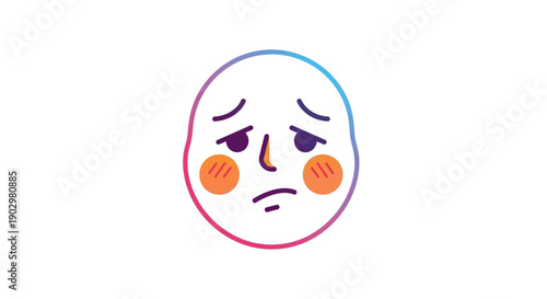 A minimalist cartoon illustration of a sad and disappointed face with blushing cheeks expressing
