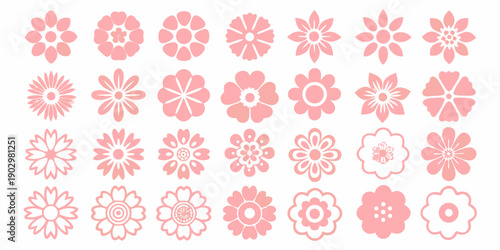 A collection of delicate pink floral designs arranged in a grid pattern