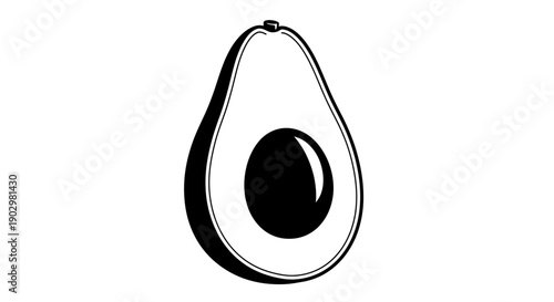 An illustration of a single avocado cut open showing the pit inside.