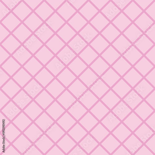 Seamless bubblegum pink diagonal grid vector on a blush pink background. Simple geometric design suitable for wallpaper, pattern design, branding, packaging, and digital use.