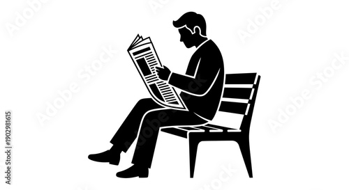 Man sitting on a chair reading a newspaper in a relaxed environment from a side viewpoint