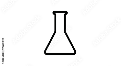 Simple line illustration of a laboratory flask, a common science equipment, viewed from the front