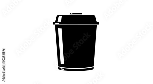 Illustration of a disposable coffee cup with a lid on a plain background viewed from the front