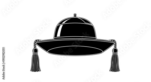 Illustration of a traditional Turkish hat with tassels on a white background from a front viewpoint
