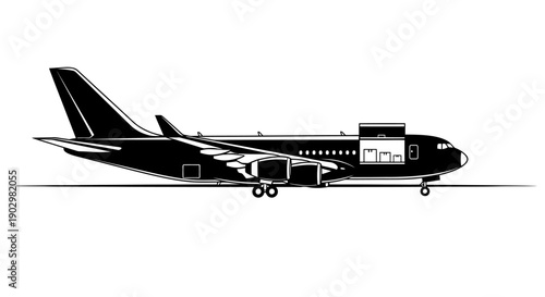 A large commercial airplane is seen from the side on a runway or tarmac.