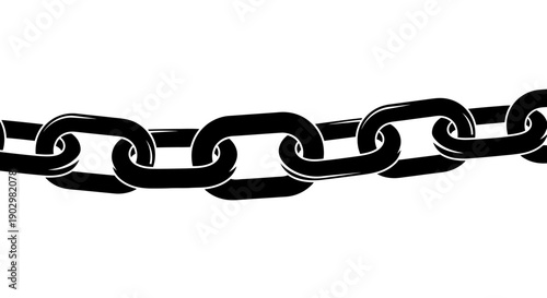 A close-up view of interconnected metal chain links on a clean white background from a straight-on perspective