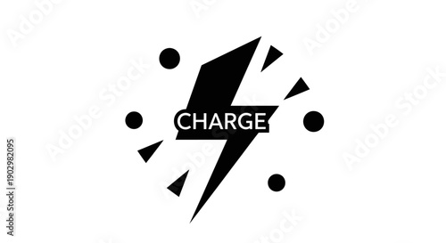 Dynamic illustration of a lightning bolt symbolizing energy and power with bold shapes and abstract elements.