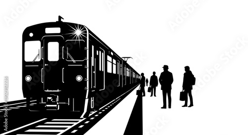 Train Arriving at Station Platform with People Standing Nearby