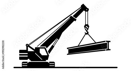 Crane lifting heavy metal beam in industrial setting