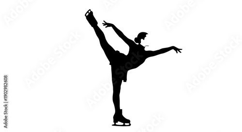 A female figure skater performing a graceful ice dance on a frozen rink, captured from a side viewpoint.