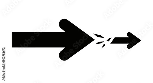 Two arrows colliding and breaking apart in a dramatic illustration of conflict and opposition on a plain background