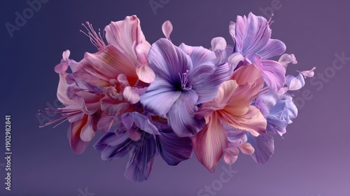 Abstract colorful flower petals floating gracefully