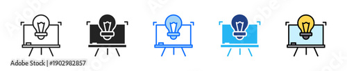Idea Presentation Icon Set Multiple Style Collection