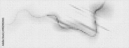 Abstract vector halftone dots wavy pattern on white background with varying sizes creating a dynamic visual effect and modern design element