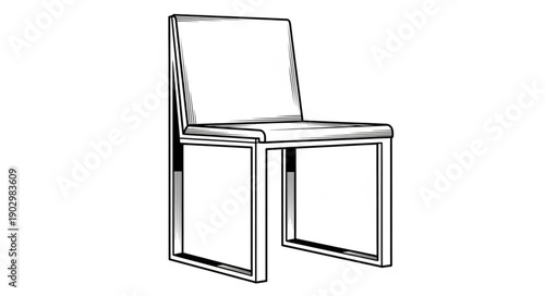 Modern minimalist chair line art drawing.