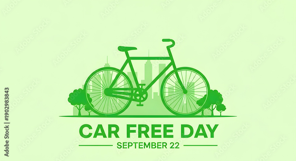 Fototapeta premium Celebrate Car Free Day on September 22 with Green Transportation and Eco-Friendly Cities