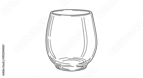 A simple line drawing of a stemless wine glass.