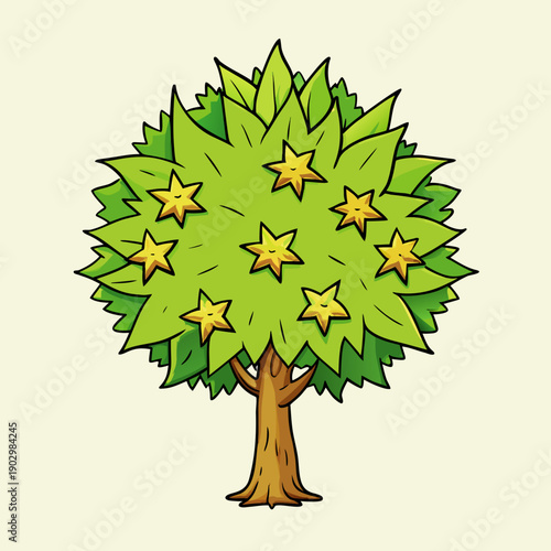 A simple vector illustration of an apple tree with yellow autumn leaves