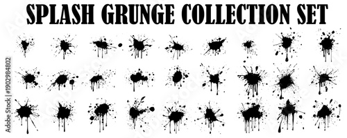 Vector set of colorful ink blots and brush strokes, isolated on the white background. Series of elements for design. 