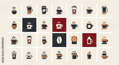 Collection of Coffee Cup Icons and Symbols.