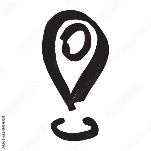 Hand drawn map pin Map marker pointer sign GPS and mapping tools Location pin symbol Pinpoint clipart in doodle style Single element for web, design