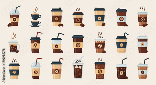 Collection of Coffee Cups and Drinks.