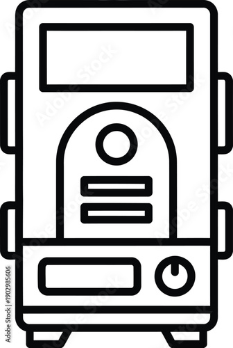 Simple black and white illustration of a vending machine