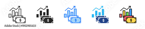 Currency Instability Icon Set Multiple Style Collection