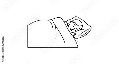 Person sleeping peacefully on a pillow under a blanket.