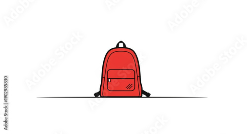 Red backpack on a white background simple illustration.