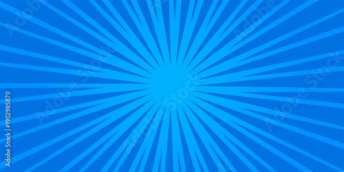 Modern comic background with blue halftone dots and radial speed motion lines. Vector speed effect for anime posters abstract