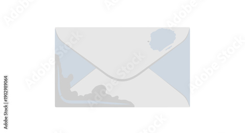 Wet envelope with visible water stains isolated on a pristine white background, showcasing a dramatic contrast and highlighting texture details