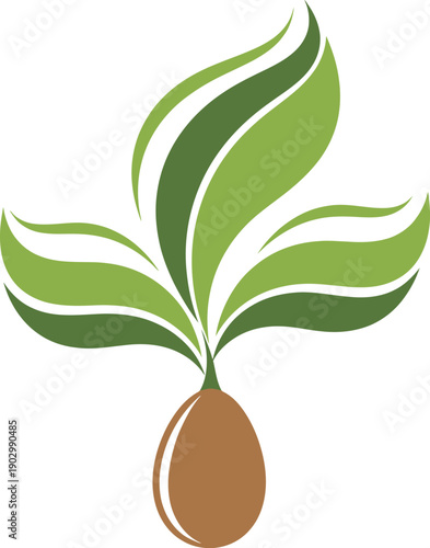 Simple Flat Vector Icon Seed Sprouting Abstract Waves Instead Of Leaves Minimal Creative Illustration