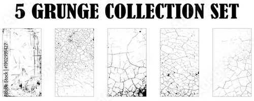 A set of grunge textures, black paint with a roller texture. Vintage dirty rectangular backgrounds