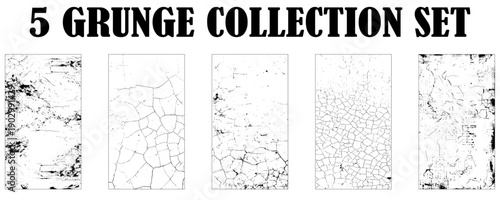 A set of grunge textures, black paint with a roller texture. Vintage dirty rectangular backgrounds