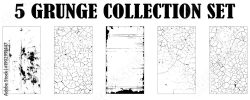 A set of grunge textures, black paint with a roller texture. Vintage dirty rectangular backgrounds