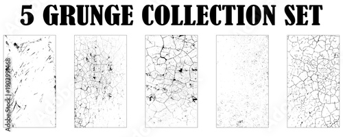 Collection of cracks grunge wall texture background. Vector set.