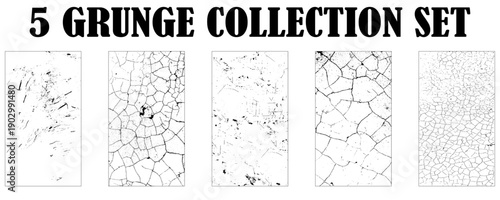 Collection of cracks grunge wall texture background. Vector set.