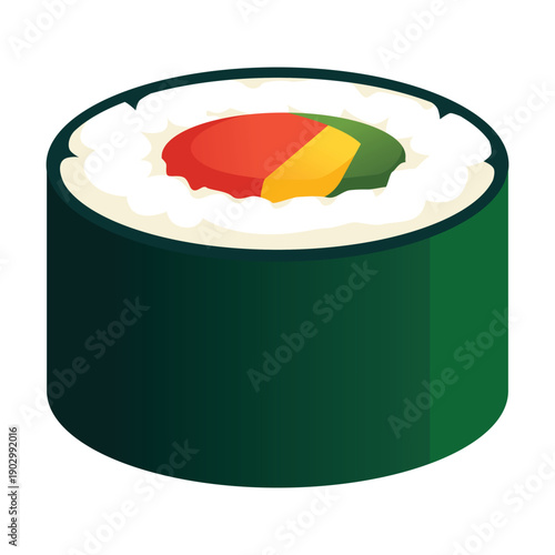 Japanese Sushi Maki Roll with Salmon and Avocado Vector Illustration