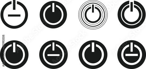 Schilderij op canvas Black vector icon set of power standby buttons for concepts of electronic techno