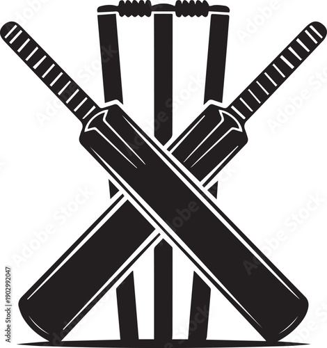 Single cricket bat graphic, clean vector illustration for sports, games, and design.