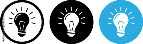 Innovative light bulb icons for creative ideas and solutions