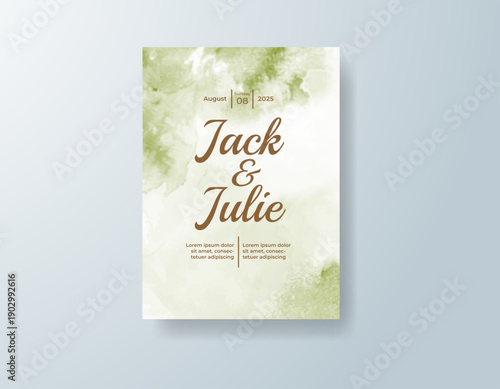 Wedding invitation with abstract splash watercolor