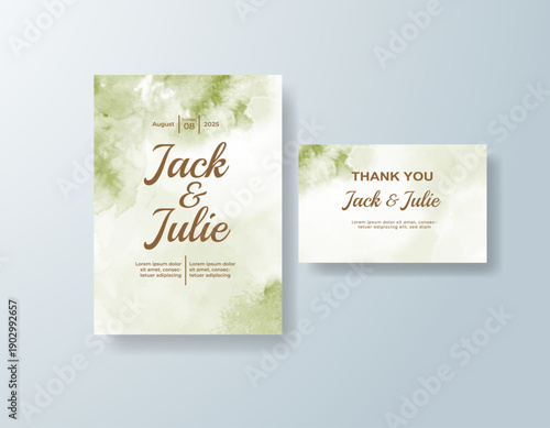 Wedding invitation with abstract splash watercolor