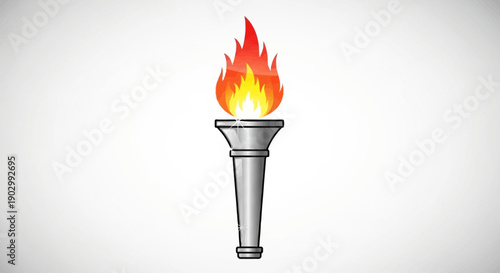 Symbolic Torch with Burning Flame Illustration for Sporting Events and Ceremonies Representing
