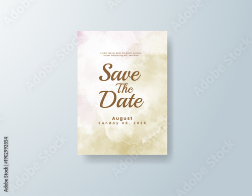 Wedding invitation with abstract splash watercolor