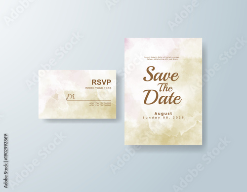 Wedding invitation with abstract splash watercolor