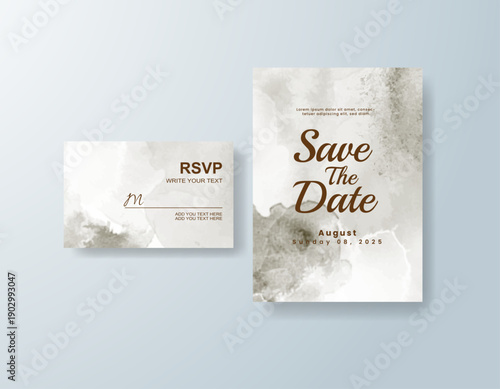 Wedding invitation with abstract splash watercolor