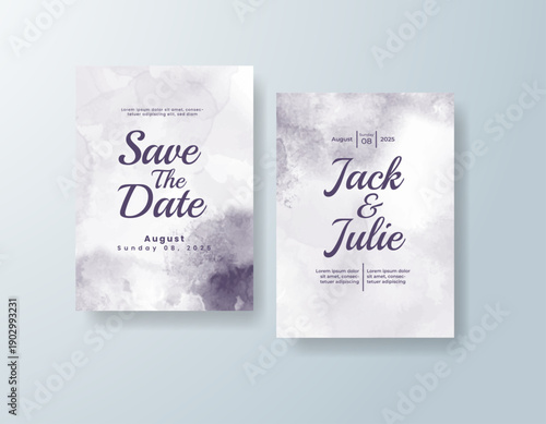 Wedding invitation with abstract splash watercolor